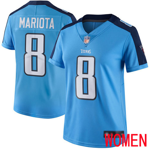 Tennessee Titans Limited Light Blue Women Marcus Mariota Jersey NFL Football 8 Rush Vapor Untouchable